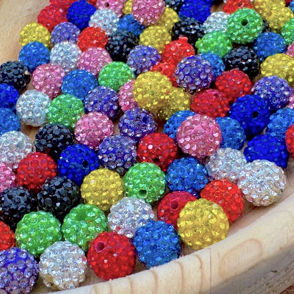 NEW!! 10MM PAVE Rhinestone Clay Beads DIY JEWELRY MAKING BULK CRAFTING LOT